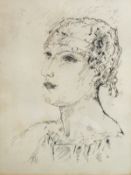 20th century school Print Head and shoulders study of a lady, initialled 'PB' lower right, 31.