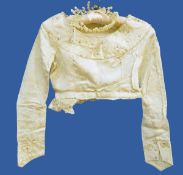 1950's wedding dress, photo accompanying, figured satin bodice only, with beaded neckline,