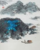 Chinese watercolour, study of a horse, monogrammed lower right, 37cm x 46cm,