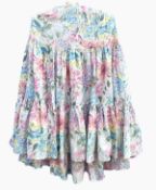 Aquascutum blazer with ropetwist buttons, a floral cotton skirt, a lace top,