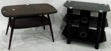 Ercol elm two-tier magazine/coffee table and a television stand (2)