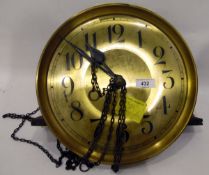 Circular metal wall clock with label 'Alan Franklin Transport Ltd' with Arabic numerals,