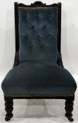 Mahogany framed lady's chair with deep buttoned pad back and upholstered sprung seat,