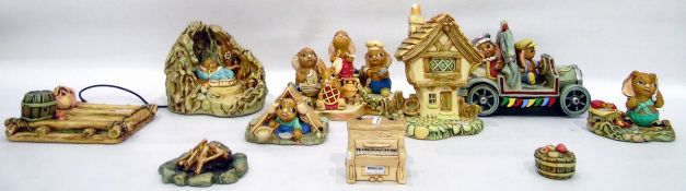 Quantity of Pendelphin rabbit models and groups including 'Cobble Cottage', 'Scout', 'Robin's Cave',