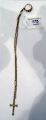 9ct gold ring and a gold-coloured crucifix on chain,