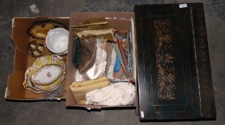 Painted lidded box, 53.5cm x 33.