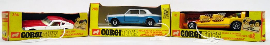 Corgi Toys 'Whizz Wheels' Datsun 240Z, no.396, the Adams four engine Dragstar, no.
