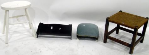 White painted stool, bookshelf,