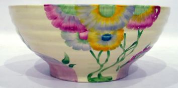 Clarice Cliff bowl, 'Pink Pearls' pattern, floral decorated, no.