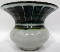 Aldermaston pottery vase with flared rim, baluster-shaped, marked to base,