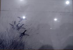 Philip Rickman (20th century) Pencil study Ducks in flight,