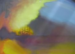 Contemporary school Abstract Painting on an unfolded envelope, framed,