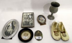 Pair of child's shoes, a pewter tankard dated 1979,