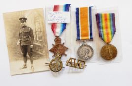 WWI 1914-15 Star, War medal and Victory medal awarded to 'SE1382 PTE W LICHFIELD A V C',