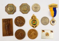 Quantity of sporting medals to include 1950's table tennis medals Bucharest,