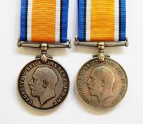 Two WWI War medals named to 'G-95712 PTE E R BACHELOR MIDD/X R' and '41006 PTE C G HILLIER R WAR R',
