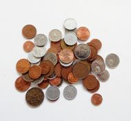 Two silver crowns, 1822 and 1882, quantity of copper coinage including Isle of Man 1758 and 1786,