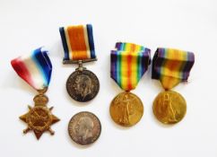 Collection of five WWI medals to include 1914-15 Star named to '681 GNR A RUDD RGA',