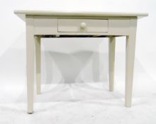 Painted pine rectangular-top side table with frieze drawer, on square tapering legs,