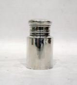 Early 20th century silver scent bottle, cylindrical-shaped with circular lid, plain form,