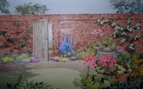 Unattributed (20th century) Colour print Woman on a beach paddling, with hat in hand,