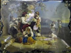 Unattributed (19th century British school) Oil on lacquer/papier mache panel with mother-of-pearl