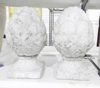 Pair of reconstituted stone artichoke finials for gate post/door step (2)