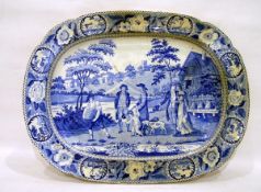 19th century blue and white meat plate 
