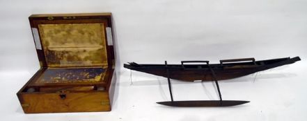 19th century writing box with brass inlay and an Eastern wooden boat