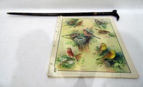 Antique Asian carved wood swordstick with carved mask handle,