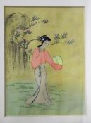 Various framed prints, assorted ceramics including a Nao figure of a girl holding a rabbit,