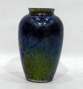 Royal Brierley Studios Loetz style glass vase, baluster-shaped,
