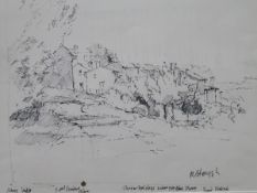 Frans Wesselman (contemporary) Watercolour Couple on a bench under autumnal trees,