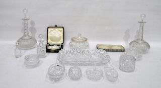 Two glass decanters,
