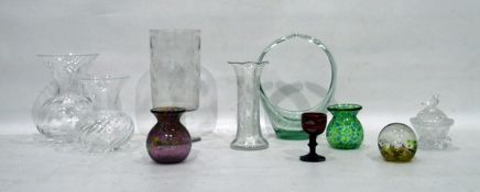 Cowdy purple glass vase, another similar,