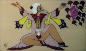 20th century school (Indian) Watercolour Indian man with bowl and grapes,