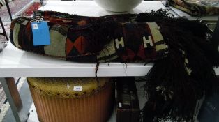 Middle Eastern Mongolian/Afghan woven saddle bag with fringe detail