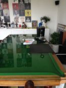 Three-quarter-size snooker table and associated equipment,
