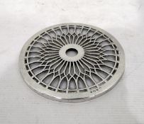 Silver and glass teapot stand,