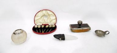 Cased set of six silver spoons in an Emmanuel Southampton crescent-shaped box,
