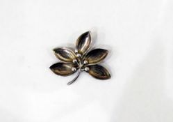 Aarre & Krogh Danish silver brooch, leaf form, marked to reverse 'A & K Sterling,