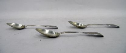 Three Victorian silver spoons, initialled to handle 'WHC(?)', London 1950, maker's mark 'THTH', 4.