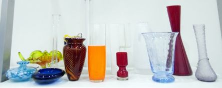 Large quantity of Art glass including a pair of clear and white glass vases of square and