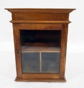 Old walnut glazed wall cupboard enclosing compartments,