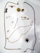 Victorian gold coloured metal and seed pearl target brooch (damaged),