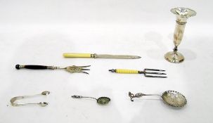 Quantity of silver to include silver trumpet vase, Birmingham 1922,