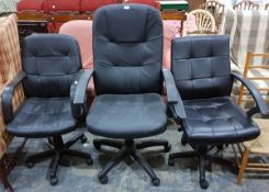 Three various swivel office armchairs