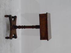 19th century figured mahogany occasional table, rectangular, box top having burr yew crossbanding,