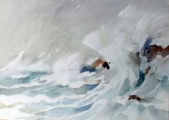 20th century school Watercolour drawing Waves on the coast, unsigned, 17cm x 22.