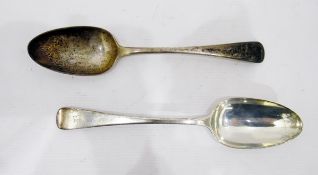Pair of George III silver tablespoons, old English pattern, bearing engraved initials 'B',